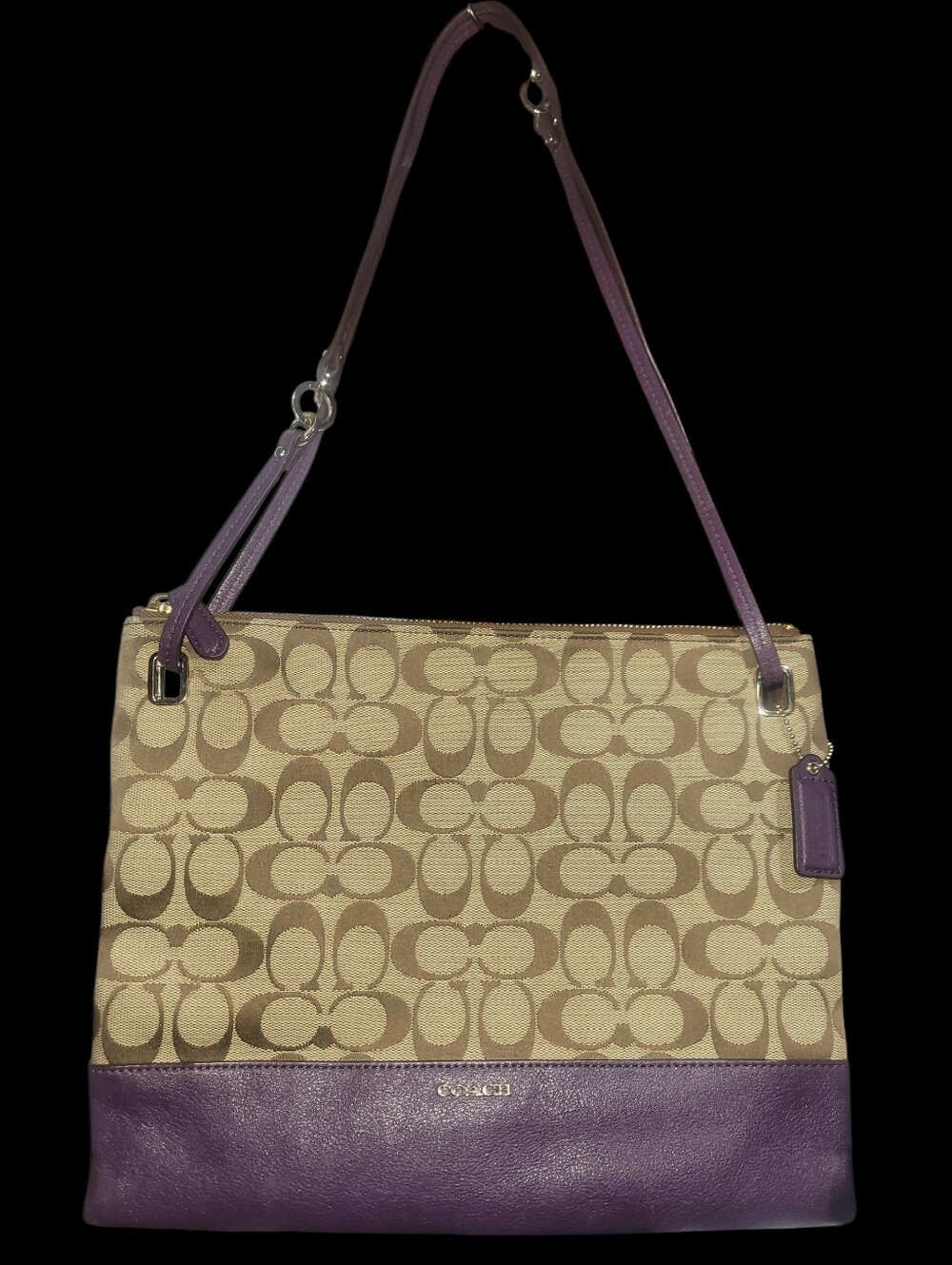 Coach Madison 2011  Signature Convertible Hippie With Purple Trim F51090